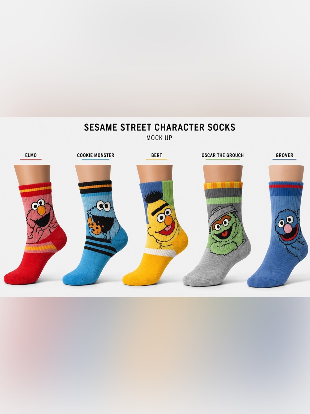 Cartoon Network Bert Yellow Blue Green Socks